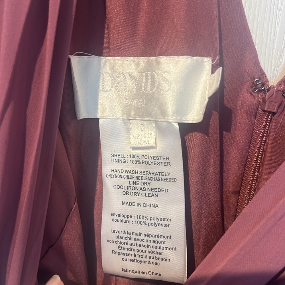 David's Bridal (F19831) Surplice Tank Long Chiffon Bridesmaid Dress in Chianti - Picture 11 of 11